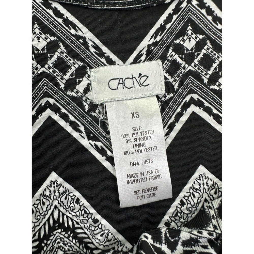Cache Women XS Black White Chevron Paisley Print Maxi Dress Spaghetti Strap